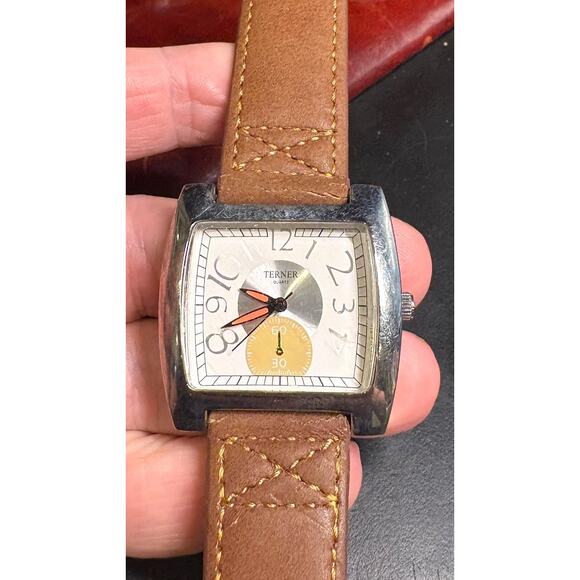 Unisex 40mm Bijoux Terner Watch, Silver Tone with Brown Band - Picture 1 of 4